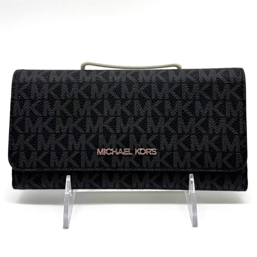 Michael Kors Large Trifold Wallet Black Signature